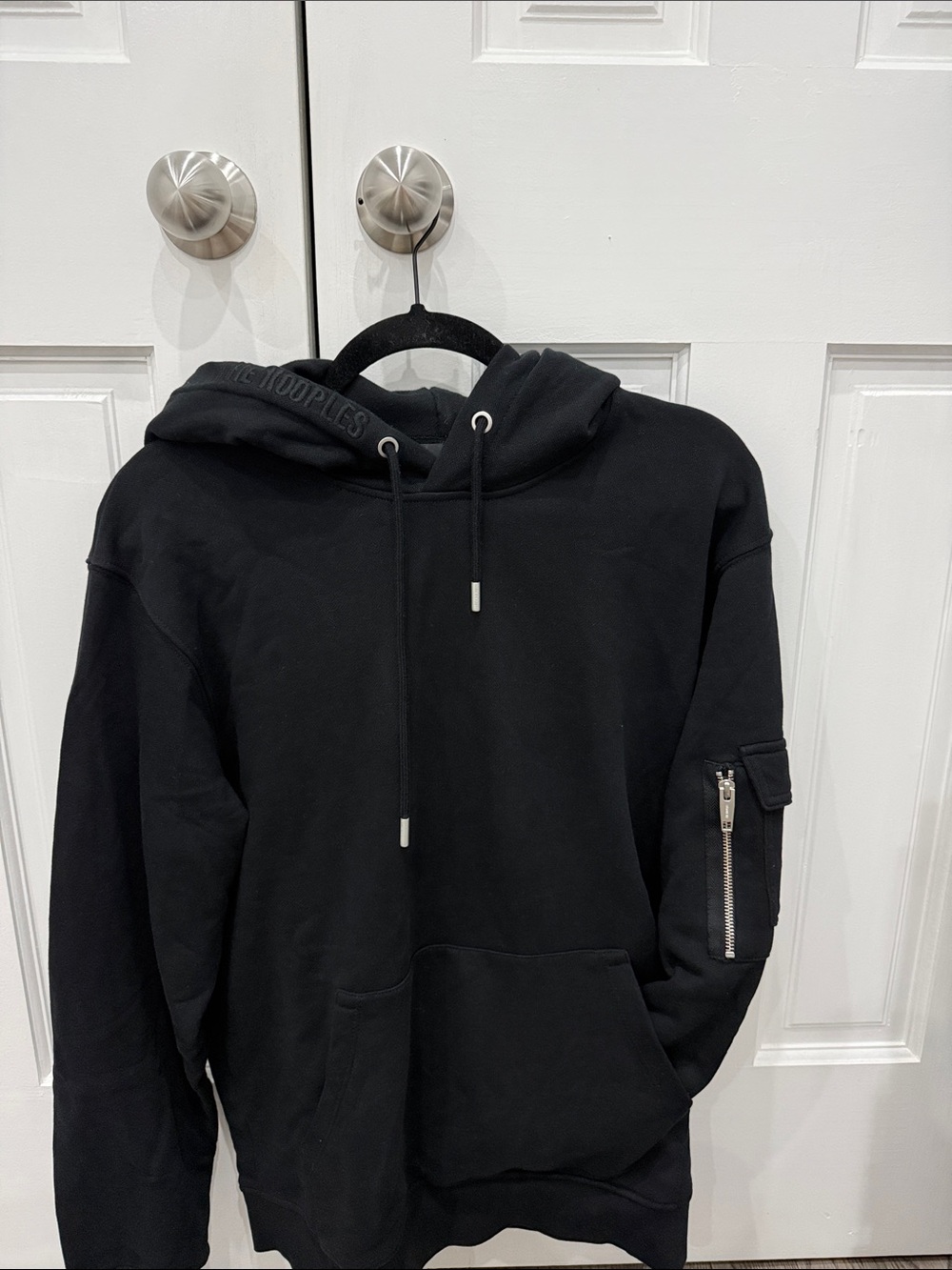 The Kooples Black Hooded Sweatshirt with Sleeve Zip